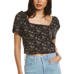 NWOT Madewell Gemma crop dark floral vintage inspired‎ y2k casual Top medium